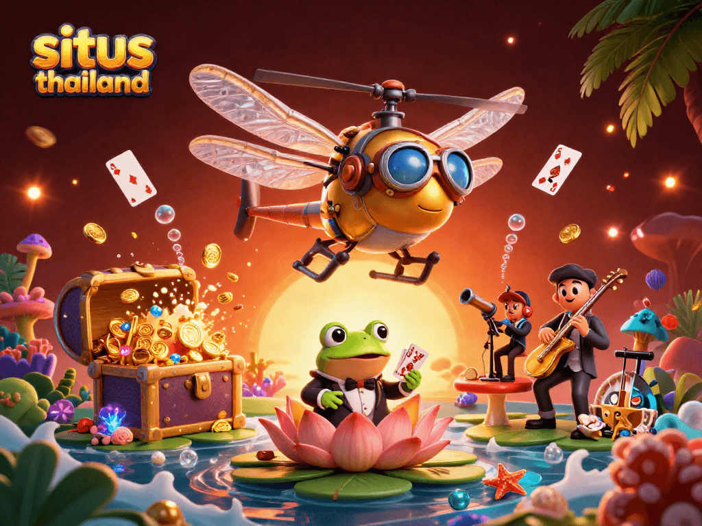 Experience the excitement of situs thailand with vibrant 3D characters in a lively casino scene.