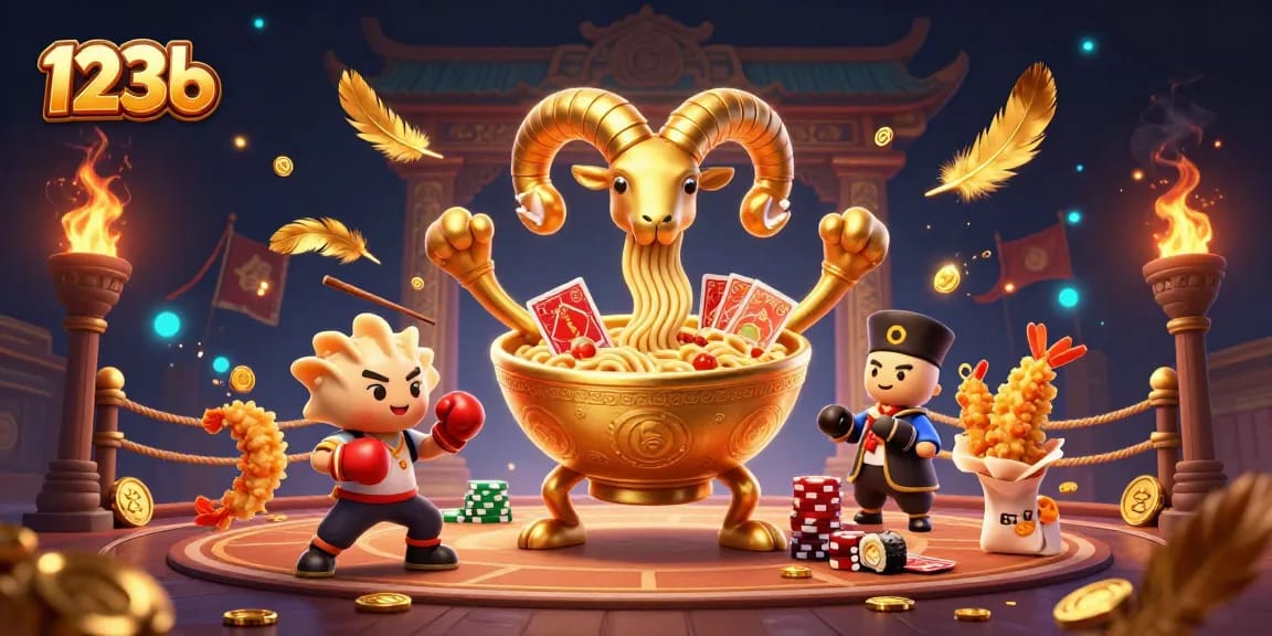 Experience thrilling gameplay at 123b with cartoon characters dealing cards and chips in a vibrant casino setting.