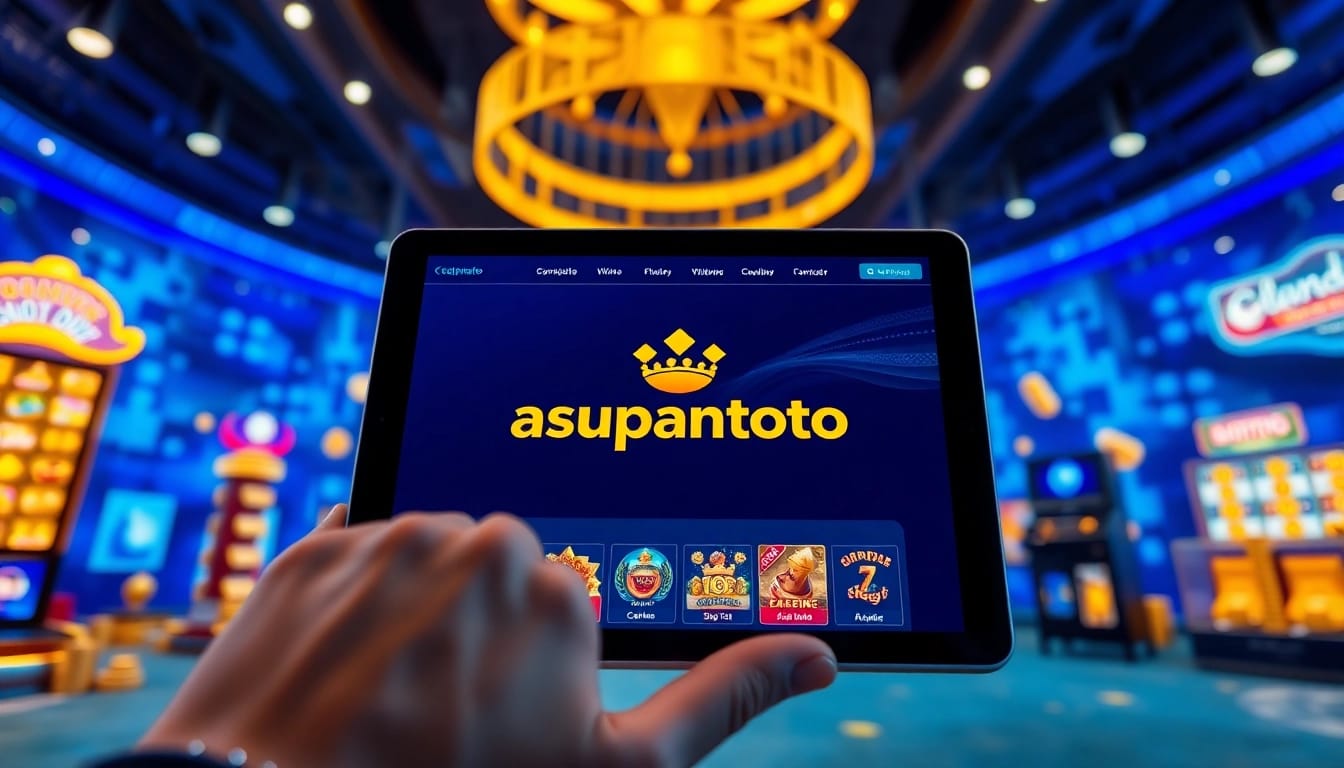 asupantoto online gambling platform interface showcasing slot games and user interaction