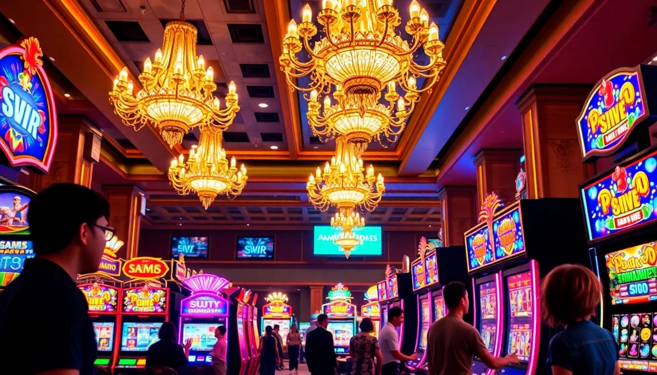 Jamu slot machines in a vibrant casino setting, inviting players to enjoy their games.