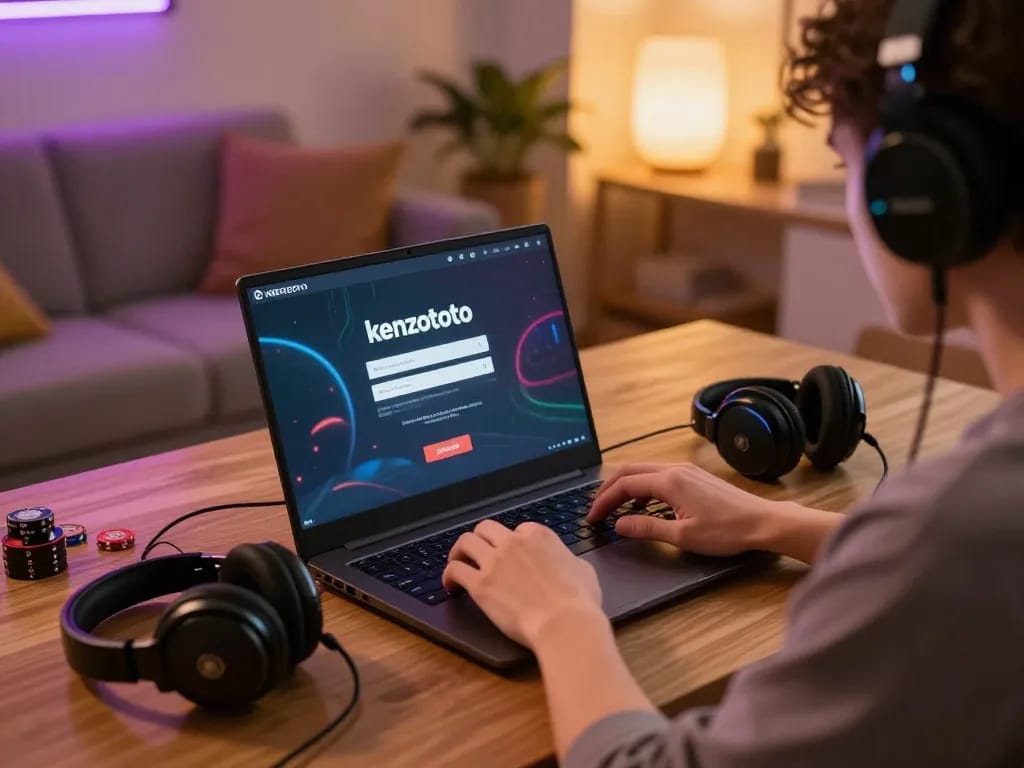 Bergabung dalam login kenzototo di laptop selama sesi permainan online strategis.