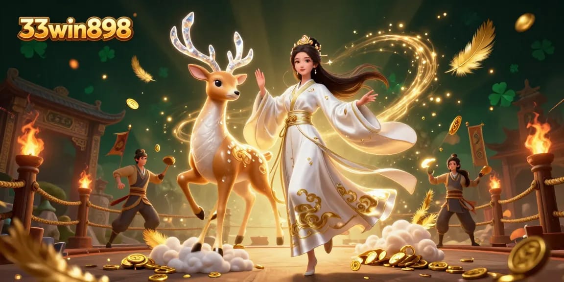 Experience thrilling gameplay at 33win898 with a stunning depiction of Asian-themed casino elements.