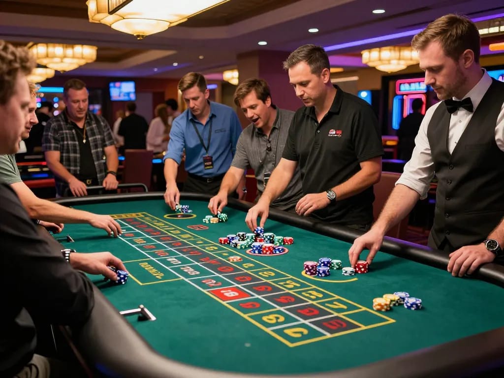 Engaging players at LGOGOAL roulette table in a dynamic casino atmosphere