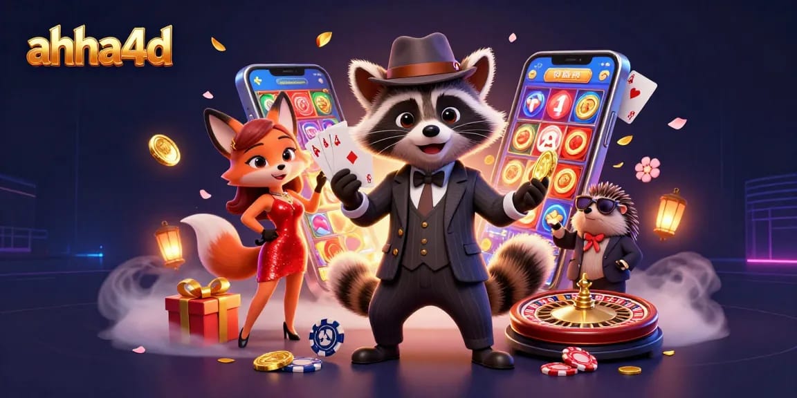 Win big with ahha4d's vibrant casino scene featuring stunning characters and slot action.