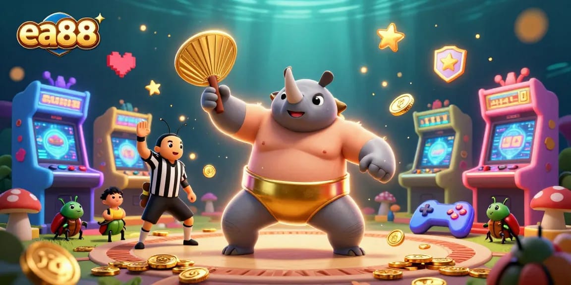 Experience thrilling gameplay with ea88 as a beetle champion takes center stage in a vibrant casino arcade