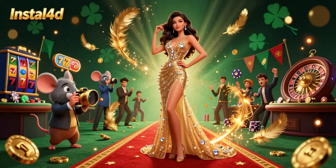 Experience thrilling jackpots and gaming excitement with Instal4d's dynamic casino atmosphere in a vibrant scene.