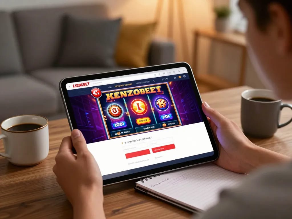 Engaging gameplay on KENZOBET login page from cozy home setup