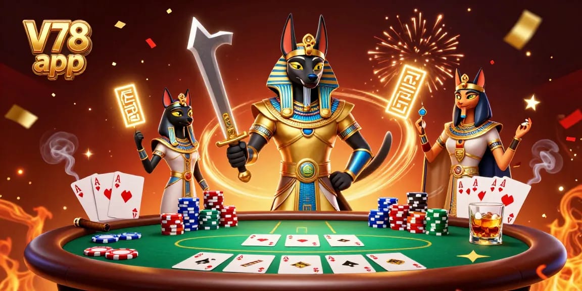 Terlibat dengan aplikasi V78 dalam pertarungan poker menampilkan Anubis dan Bastet!