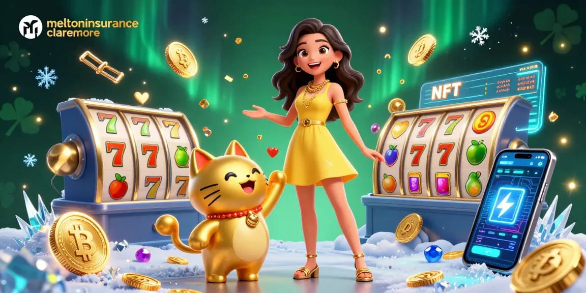 Experience exciting gameplay at meltoninsuranceclaremore with vibrant slots and golden cat interactions.