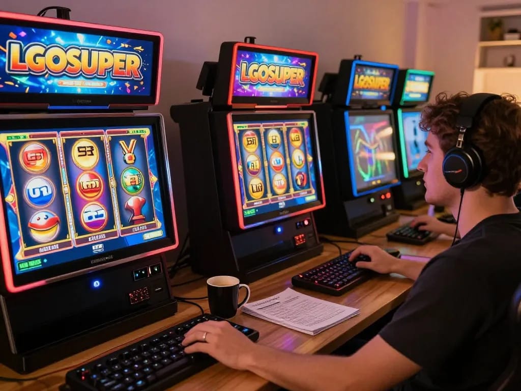 Player enjoying a thrilling slot game on LGOSUPER, showcasing vibrant graphics and an engaging interface.