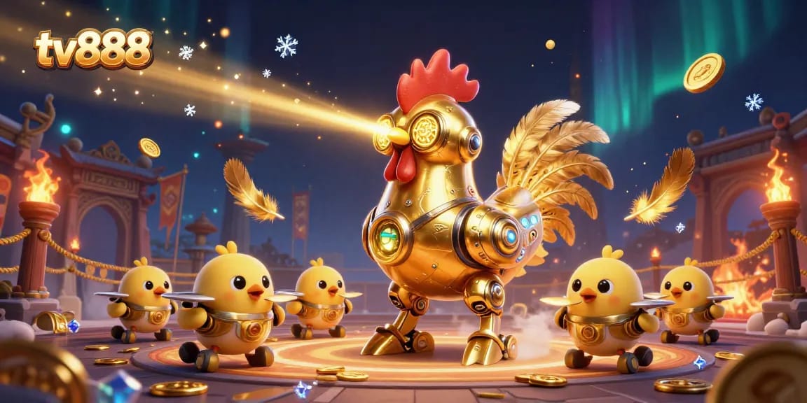Engage with tv888 through a vibrant 3D scene of gaming excitement and golden rewards.
