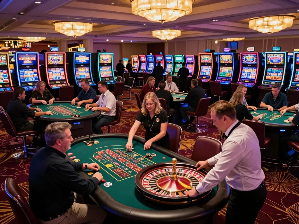 NoHu casino scene showing vibrant gameplay and patrons enjoying slot machines