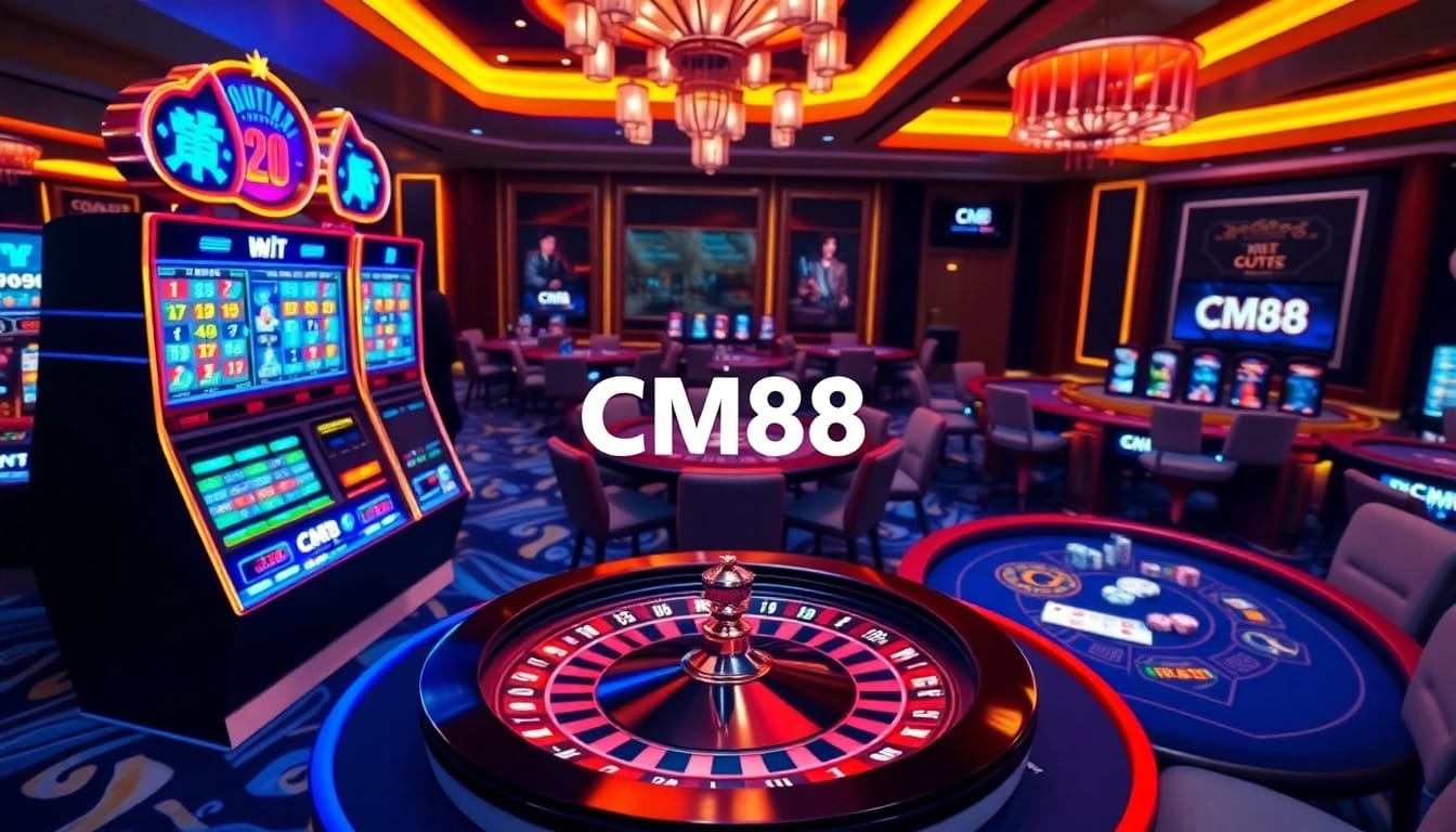 Experience the thrill of CM88 online gaming with vibrant casino elements.