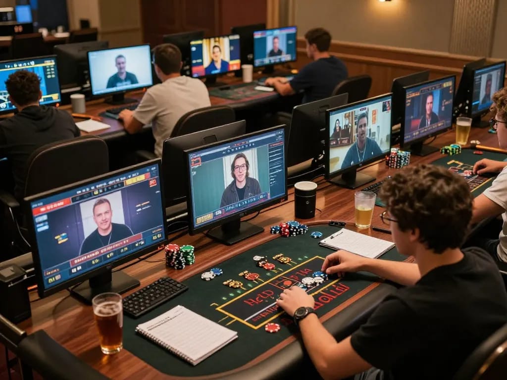 Sun win players celebrating a win during an online casino session at home with lively gamified atmosphere