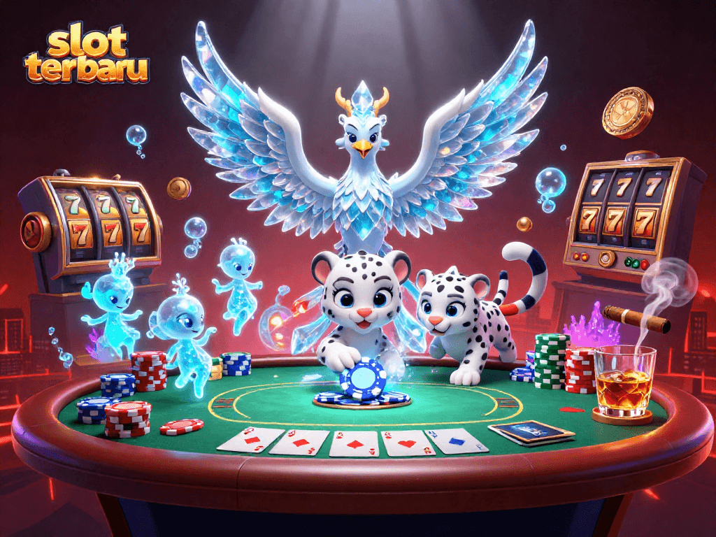 Experience the excitement in slot terbaru with 3D cartoon characters and vibrant casino elements.