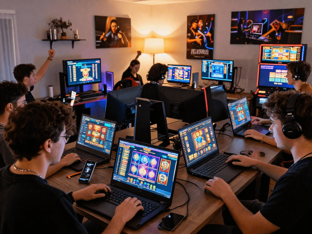 Exciting online gameplay with players enjoying slot resmi tournaments on various devices in a vibrant gaming environment.