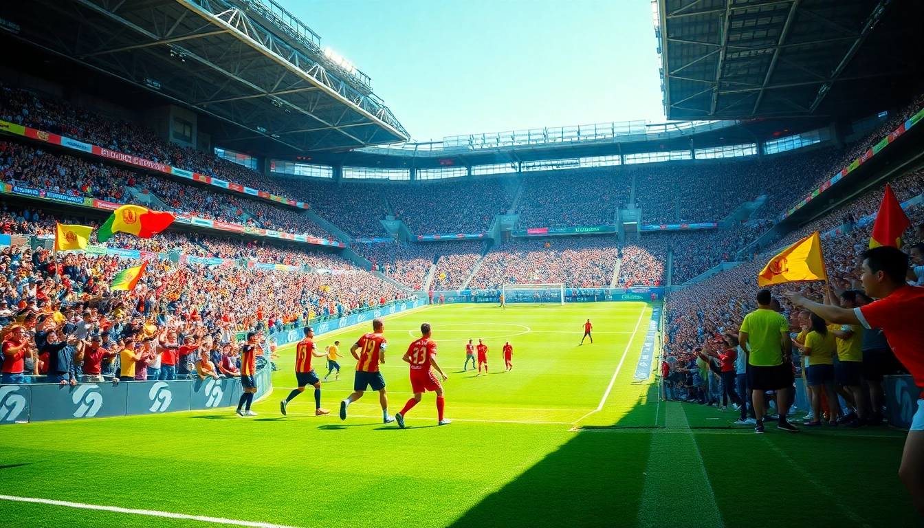 Captivating live football action at a stadium, celebrating Bóng đá socolive excitement.