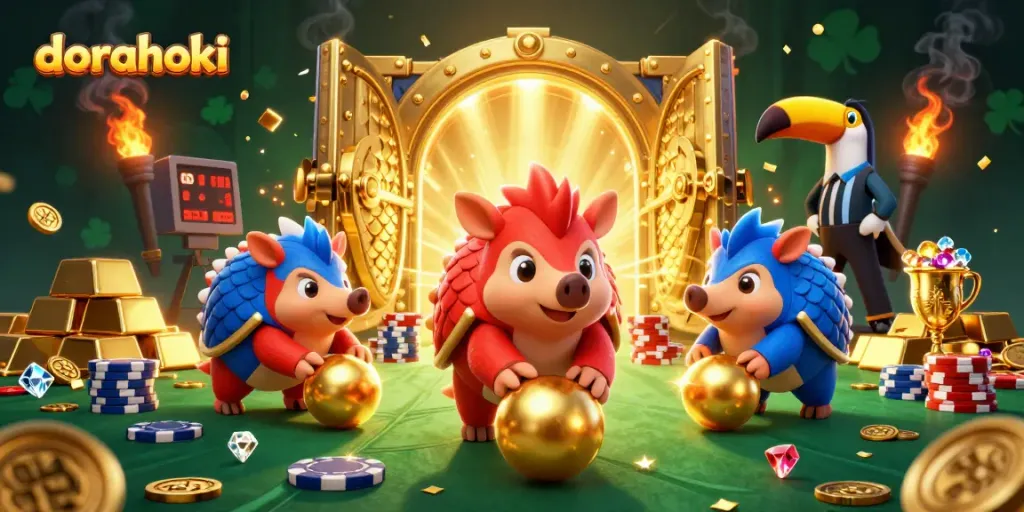 dorahoki menawarkan permainan kasino seru dengan pangolin bersaing dan tumpukan chip poker