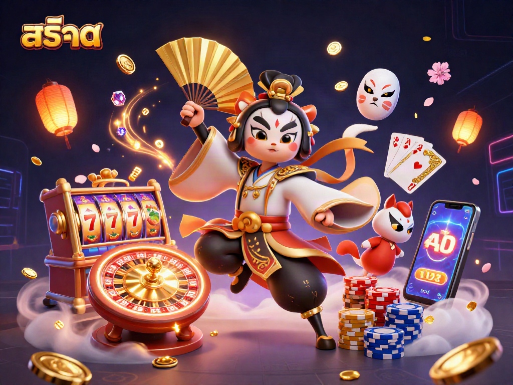 Spin slot machines and win big with สล็อต in a vibrant 3D casino illustration