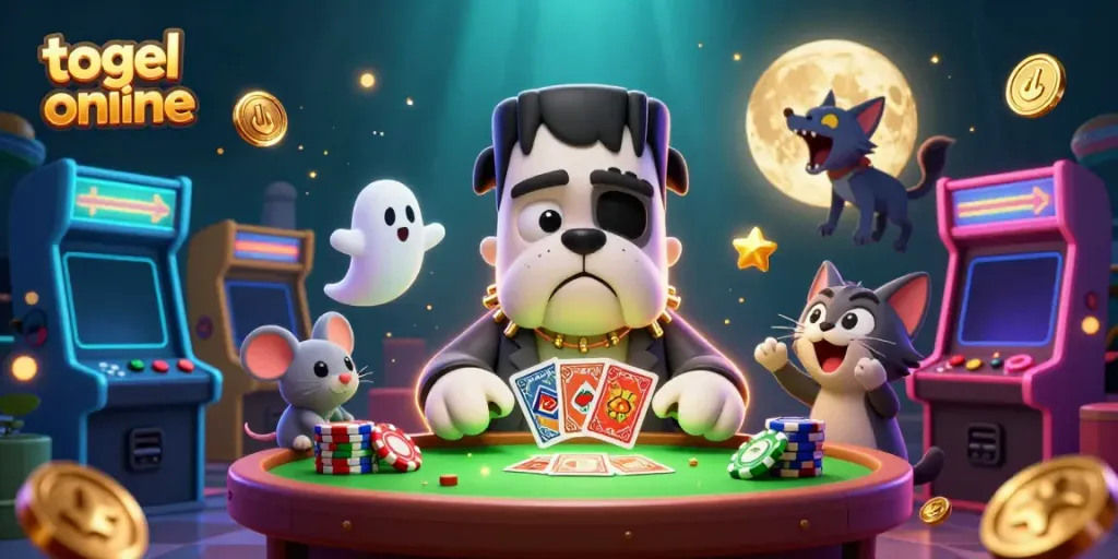 Permainan togel online dengan karakter monster dan suasana kasino yang menarik