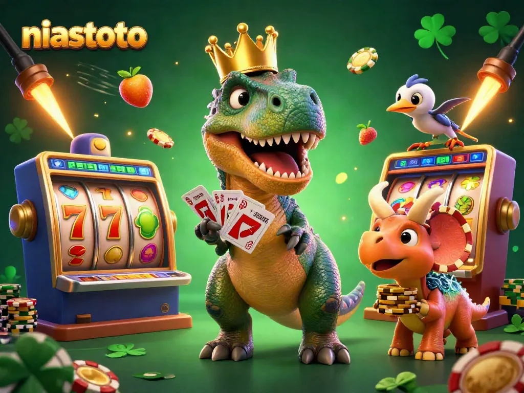 Mengguncang kartu di kasino dengan niastoto, T-Rex, dan dino lainnya.