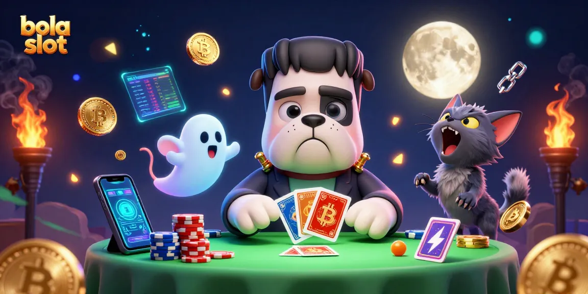 Engage with bola slot action at a lively casino scene featuring unique characters.