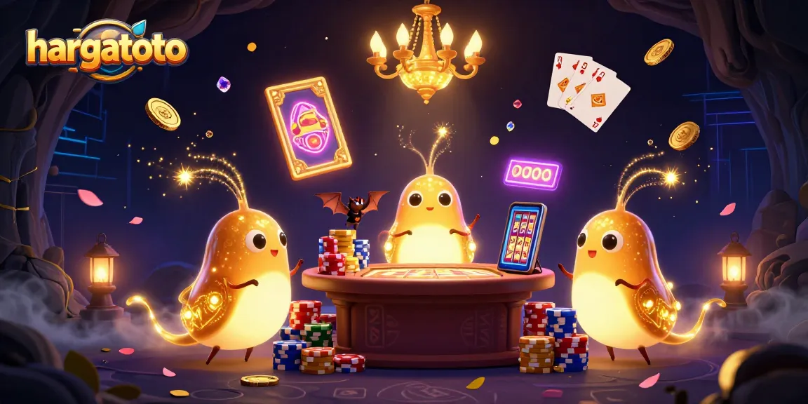 hargatoto players enjoying a vibrant casino scene illuminated by glowworms and a bat dealer