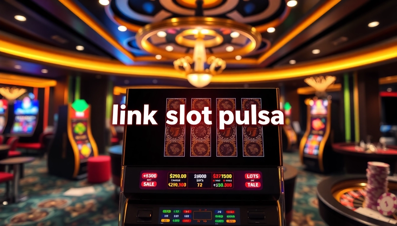 Spin the reels on link slot pulsa at a luxury casino, showcasing an exciting online gambling interface.