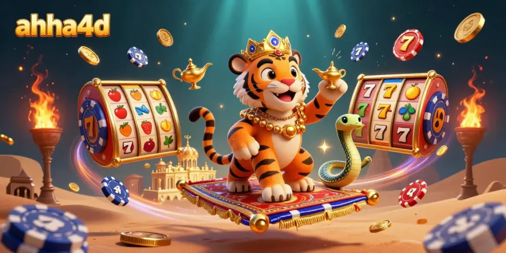 Engage with ahha4d as 3D characters celebrate big wins with dynamic slot machines in a vibrant casino.