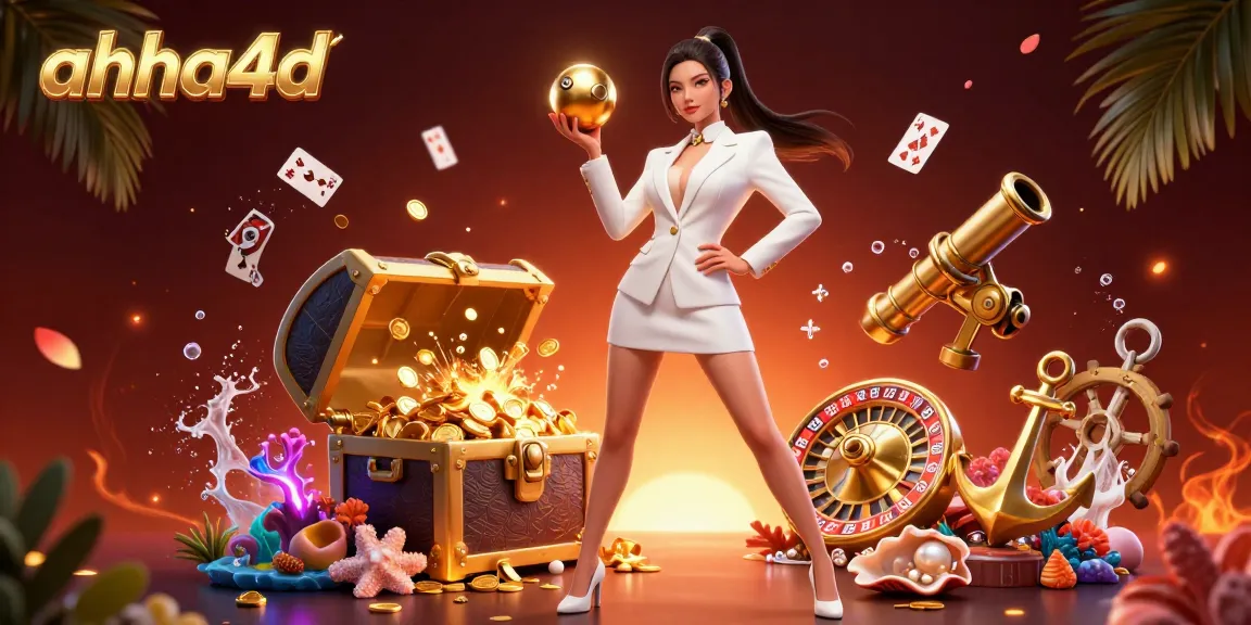 Experience thrilling gameplay at ahha4d with a glamorous Asian gamer holding a roulette ball amidst dynamic casino elements.