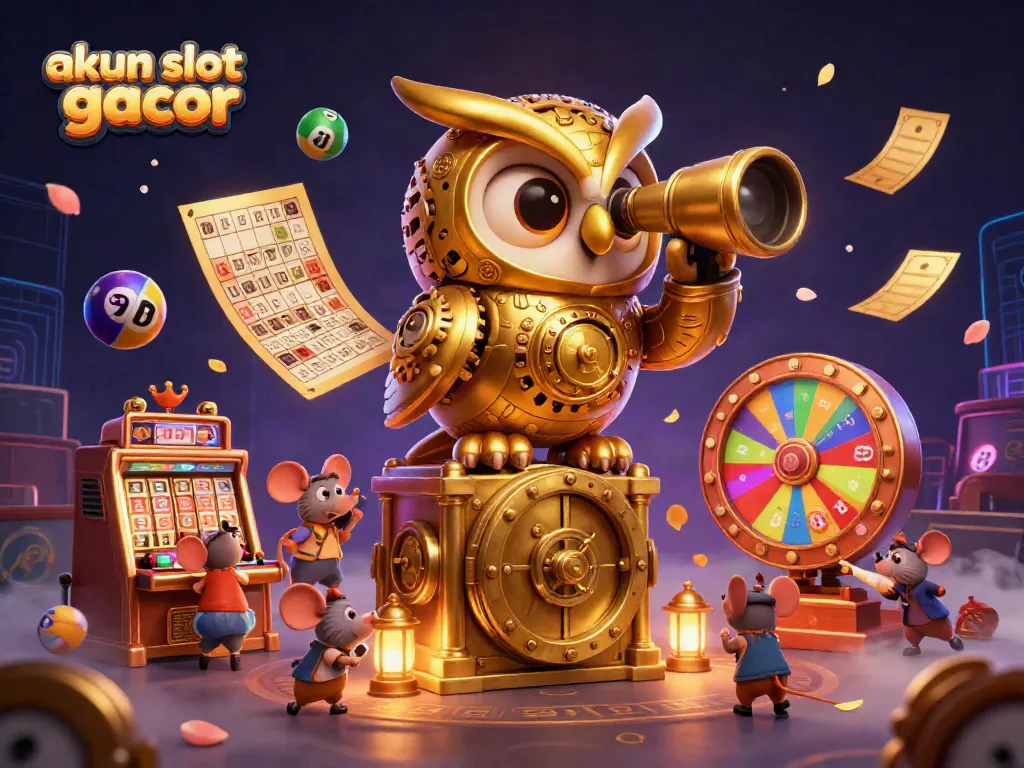 Permainan akun slot gacor dengan karakter hibrid dan elemen kasino berwarna-warni yang interaktif.