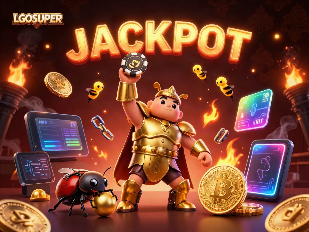 Experience the thrilling LGOSUPER gaming world with vibrant characters and dazzling slot elements.