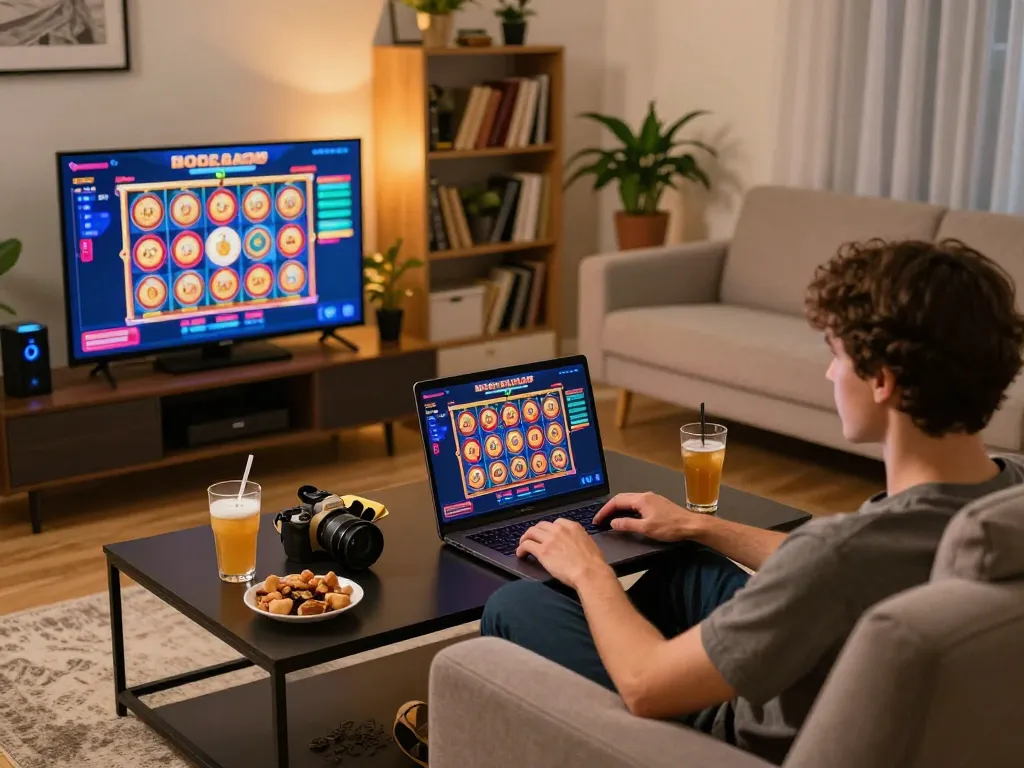 Experience exciting gameplay at https://w188.bid/ while enjoying a cozy online gaming setup at home.