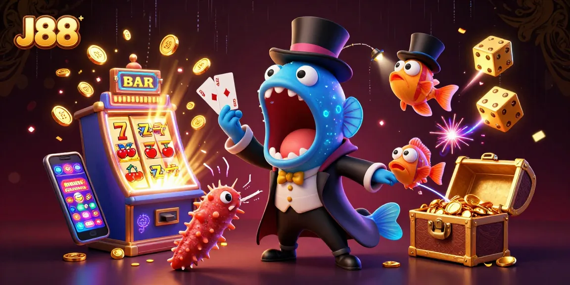 Engage with the thrilling J88 casino experience featuring vibrant characters and dazzling slot action.