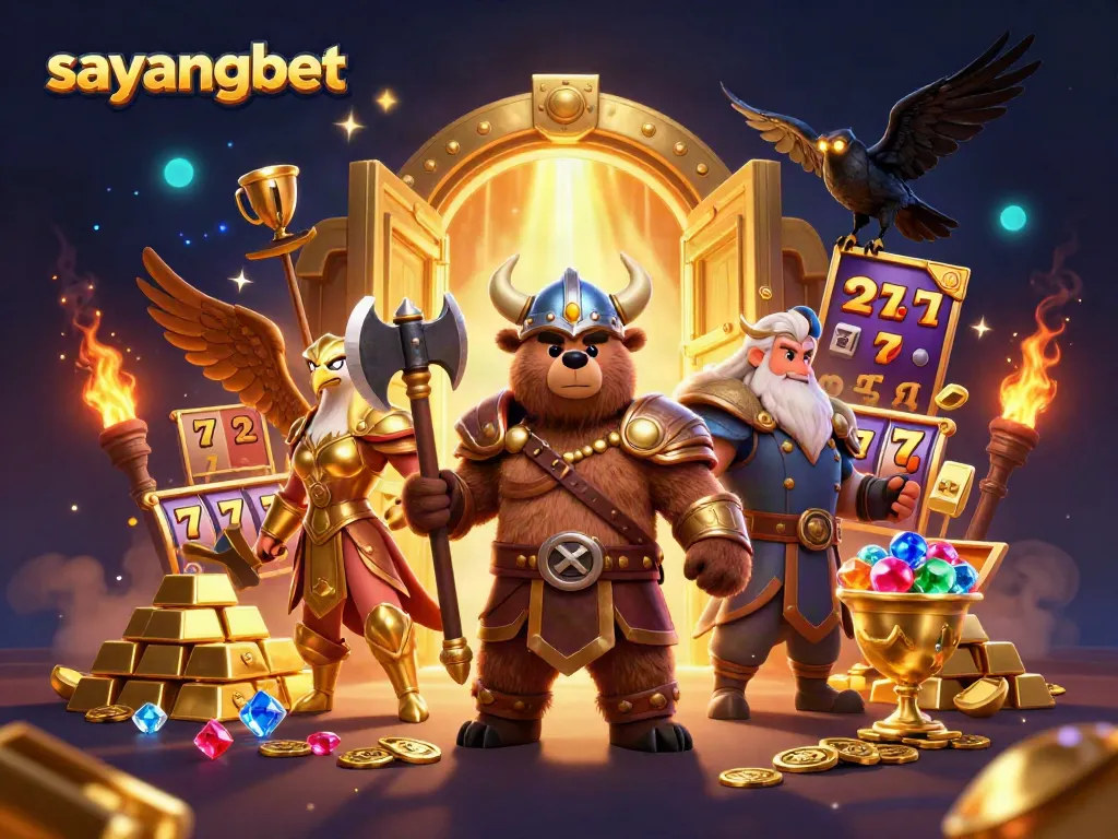 Experience thrill with sayangbet's dynamic 3D casino scene of luck and riches.