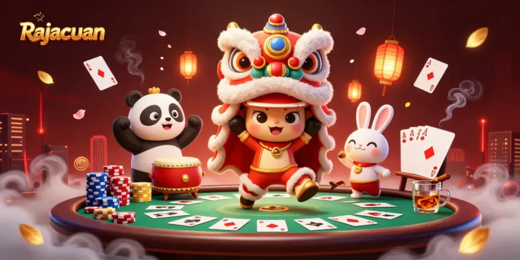 Engage in thrilling gameplay at Rajacuan featuring vibrant casino elements and lucky performers.