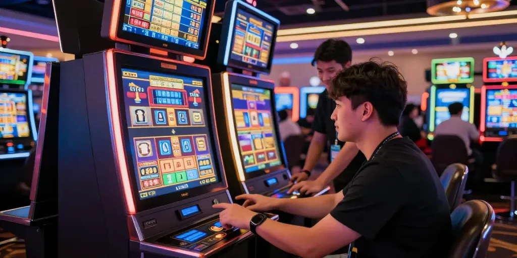 Permainan kasino HOKI99 dengan mesin slot modern menampilkan pengalaman memikat.
