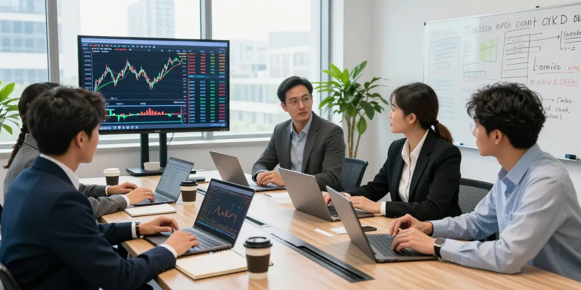 Team collaborating in a vibrant trading workspace focusing on link slot strategies.