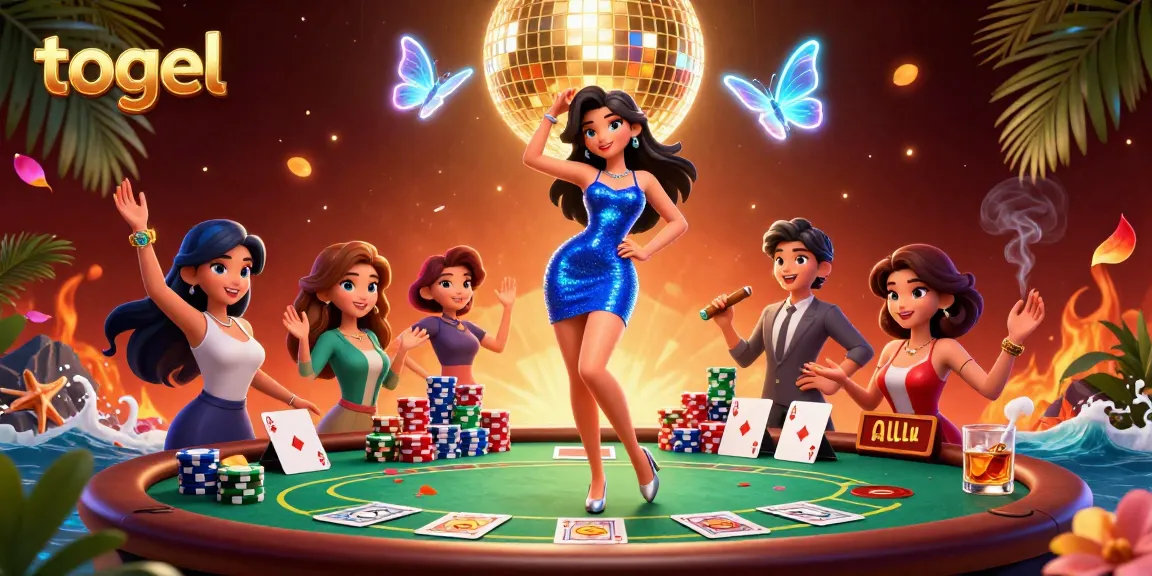 Experience exhilarating togel gameplay in a vibrant casino scene filled with poker elements.