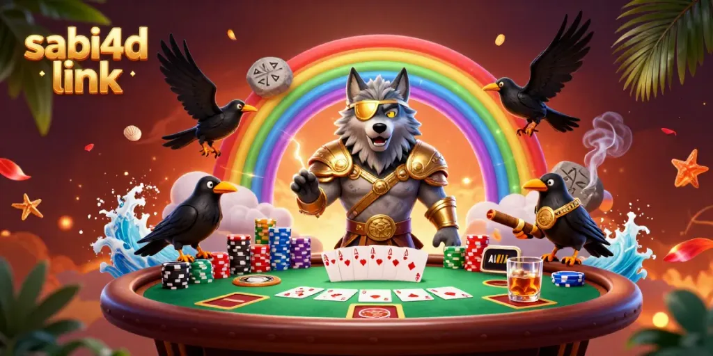 Menggandakan pengalaman bermain di sabi4d link dengan Odin dan dua burung gagak dalam suasana kasino mewah.