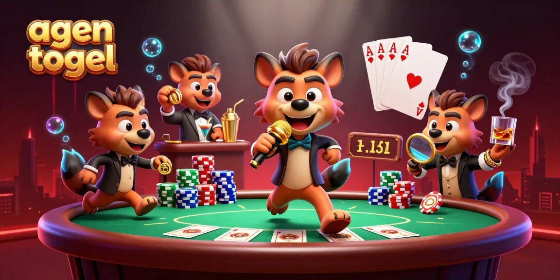 Agen togel dengan karakter kucing lucu di klub kasino yang penuh atribut perjudian.