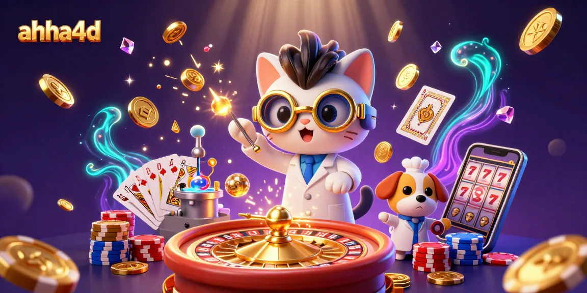 Experience thrilling gameplay with ahha4d's dynamic casino features, showcasing engaging game elements like cards and coins.