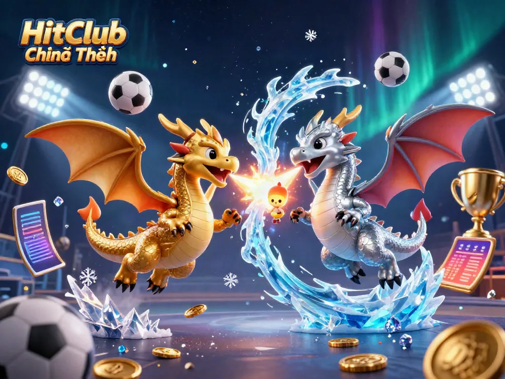 Engage in thrilling adventures with HitClub Chính Thức, featuring dynamic 3D dragons and sports elements.