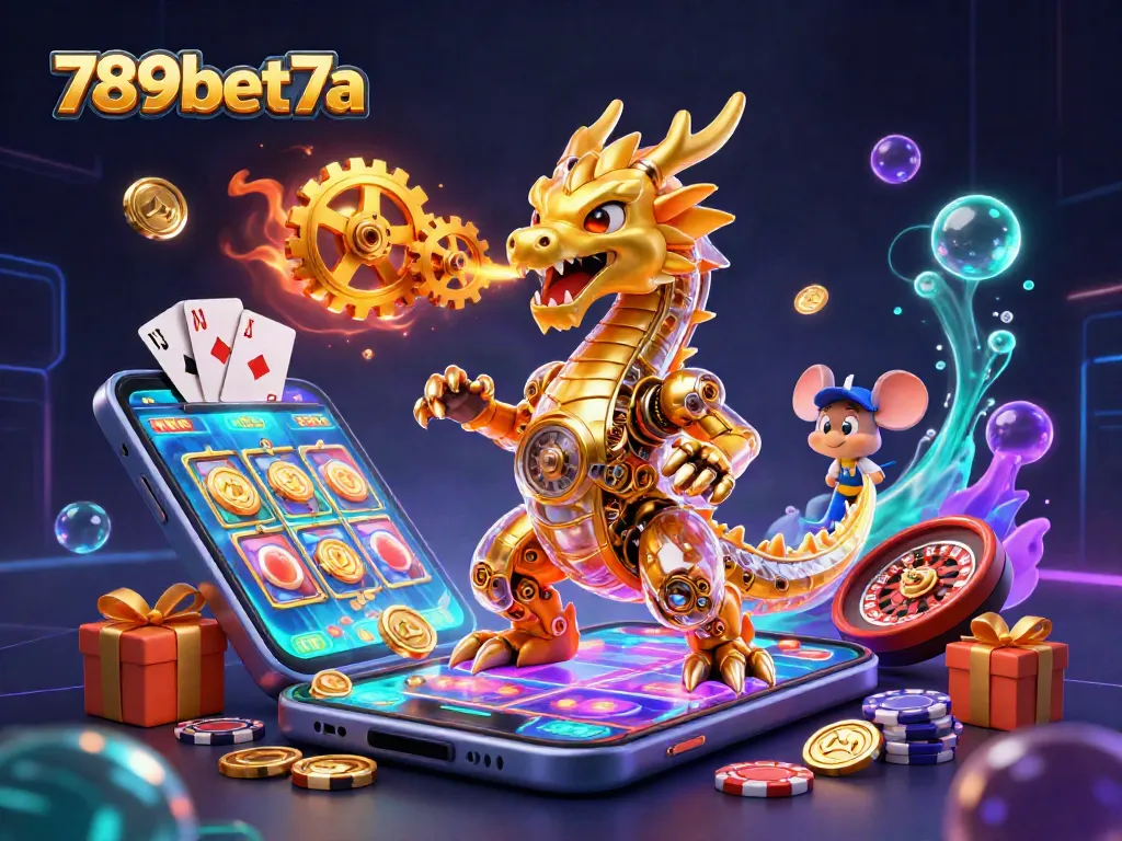 Play vibrant 789bet7a slots with a golden dragon and dynamic gaming elements.