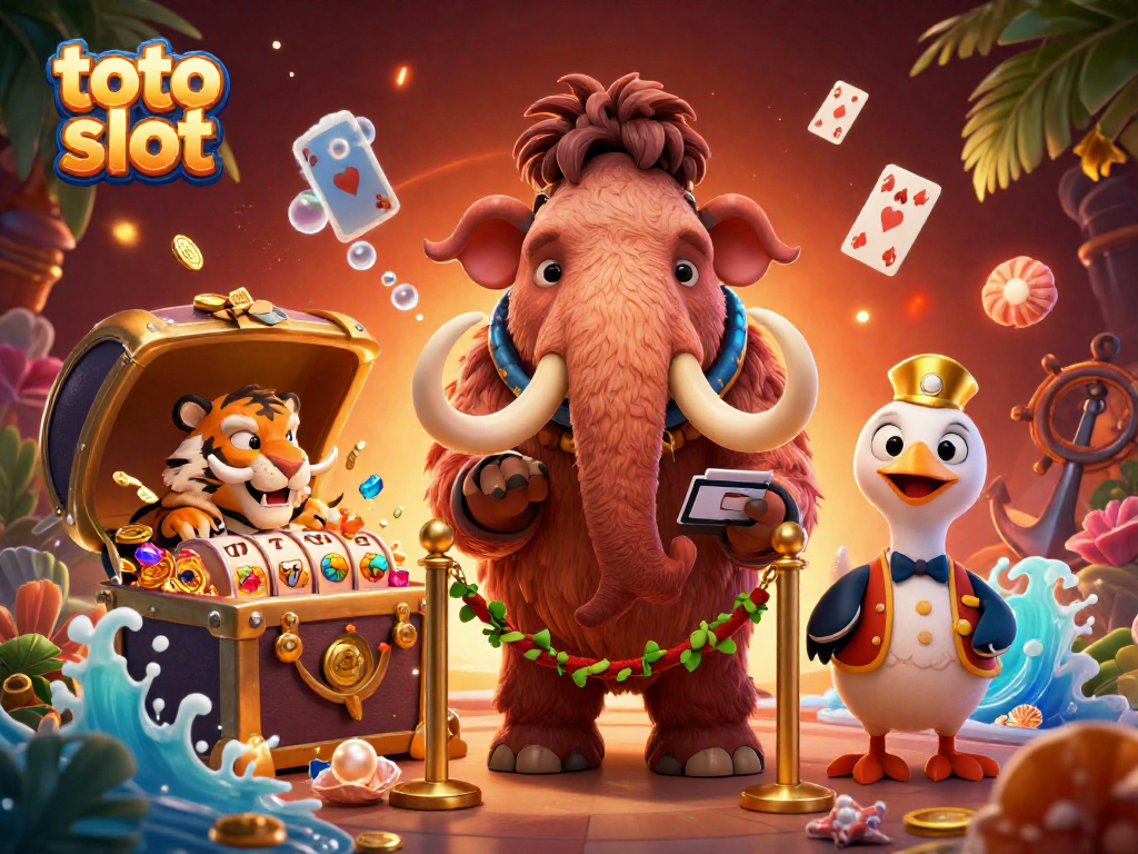 Putar toto slot dengan bouncer mamut, harimau VIP, dan burung dodo di kasino heboh.
