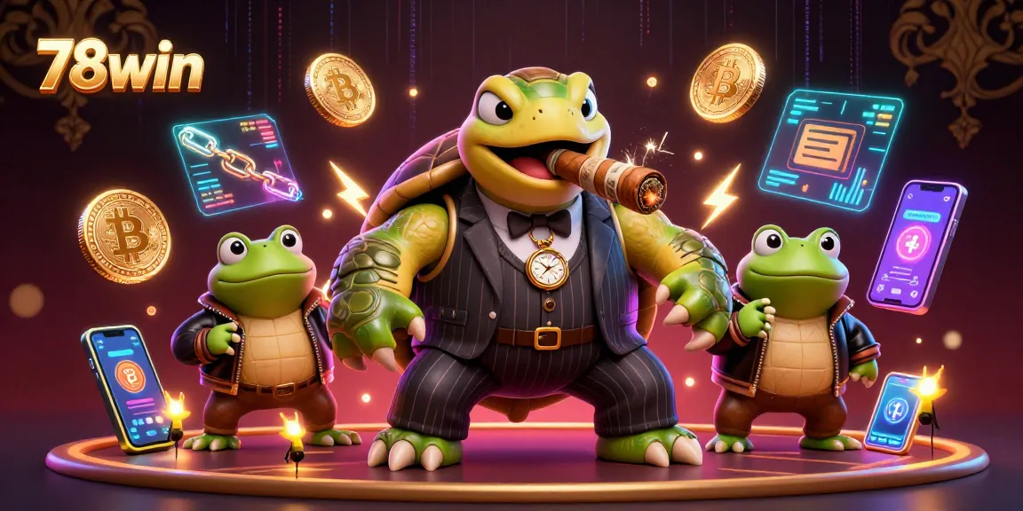 Engage with 78win's vibrant 3D casino world featuring unique characters and crypto elements