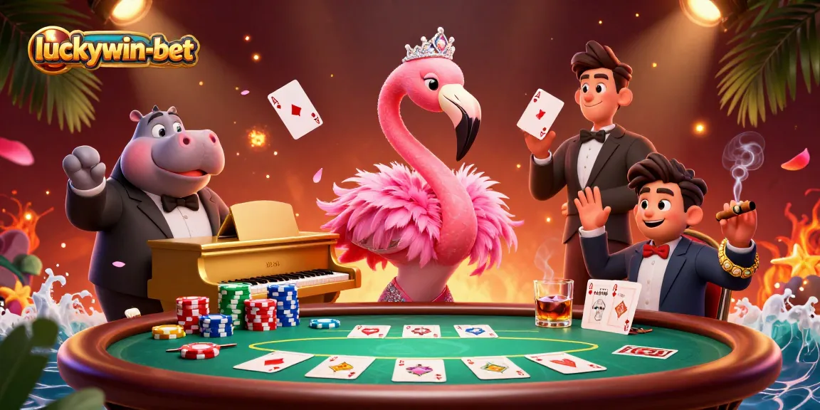 Experience the vibrant excitement of luckywin-bet with engaging casino characters and dynamic poker elements.