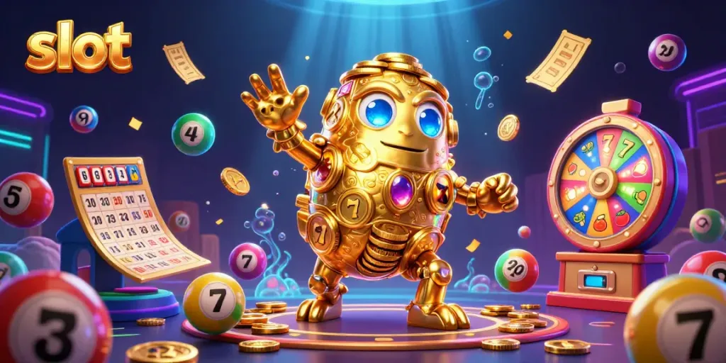 Engage in exciting slot adventures with a colorful scene featuring dynamic golems and symbols.