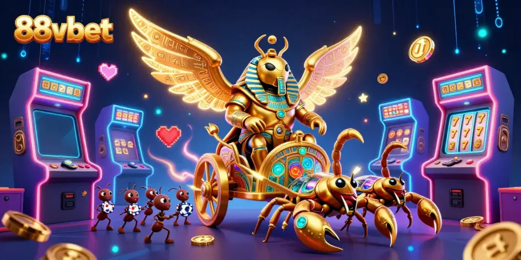 Experience thrilling wins with 88vbet's vibrant casino game elements in this dynamic scene.
