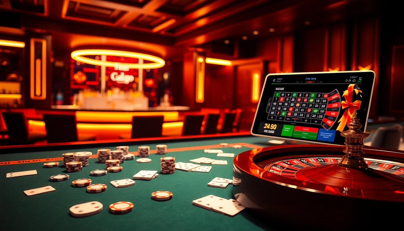 Experience the thrill of Nhà cái S8 with a dynamic casino scene featuring poker chips and a roulette wheel.